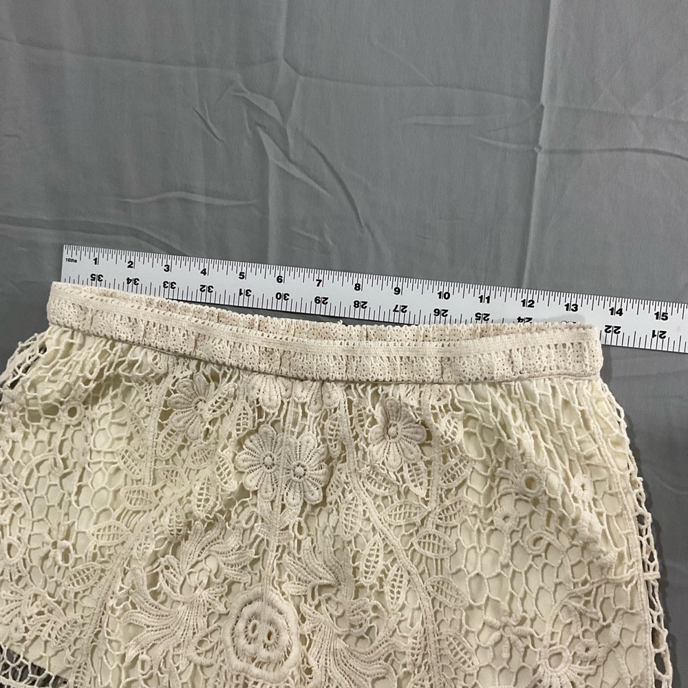 Vivid Collection Shorts Womens M Crochet Boho Coquette Cotton Knit Lined Ivory - Picture 6 of 10